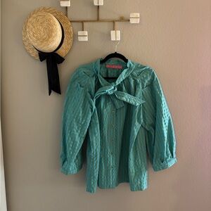 Buru Big Bow Blouse Gingham Printed Bow Blouse 1X